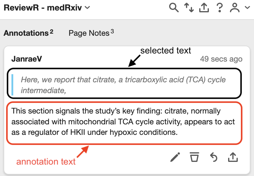Example of an annotation
